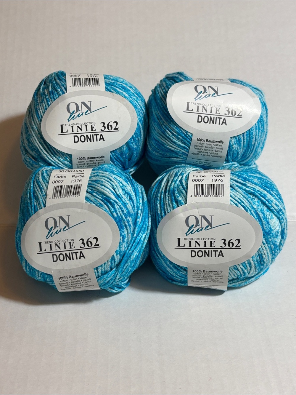 Cotton Yarn - Turquoise (4-Pack)
